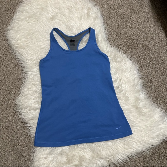 Nike Tops - Nike Women's Blue Dry-Fit Slim Fit Racerback Cotton Tank Top Size M